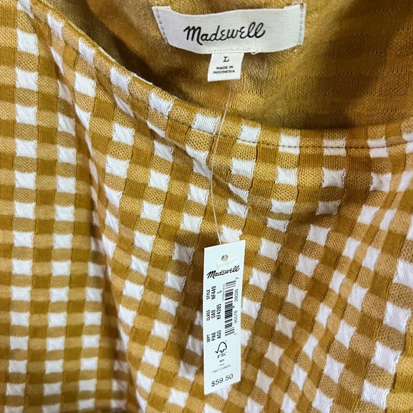 Madewell Gingham Knit Ruffle-Hem Top Size Large - Picture 2 of 3